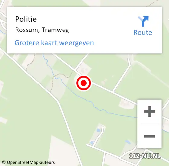 Locatie op kaart van de 112 melding: Politie Rossum, Tramweg op 6 mei 2022 18:25