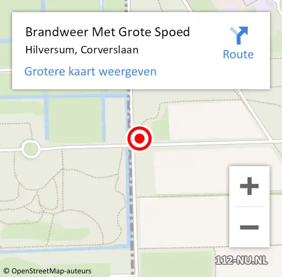 Locatie op kaart van de 112 melding: Brandweer Met Grote Spoed Naar Hilversum, Corverslaan op 6 mei 2022 18:32