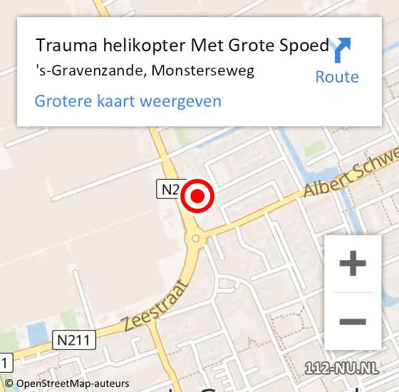 Locatie op kaart van de 112 melding: Trauma helikopter Met Grote Spoed Naar 's-Gravenzande, Monsterseweg op 6 mei 2022 18:48