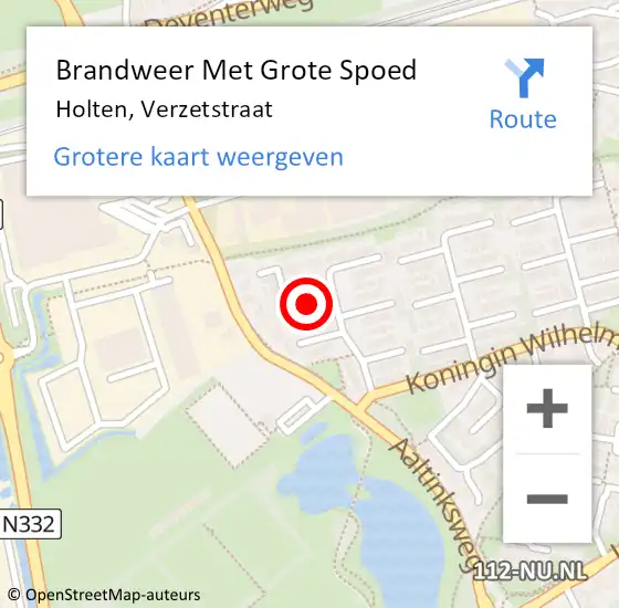 Locatie op kaart van de 112 melding: Brandweer Met Grote Spoed Naar Holten, Verzetstraat op 6 mei 2022 19:38