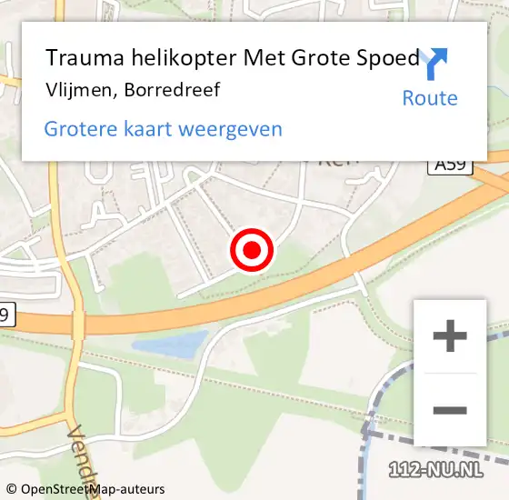 Locatie op kaart van de 112 melding: Trauma helikopter Met Grote Spoed Naar Vlijmen, Borredreef op 6 mei 2022 19:38