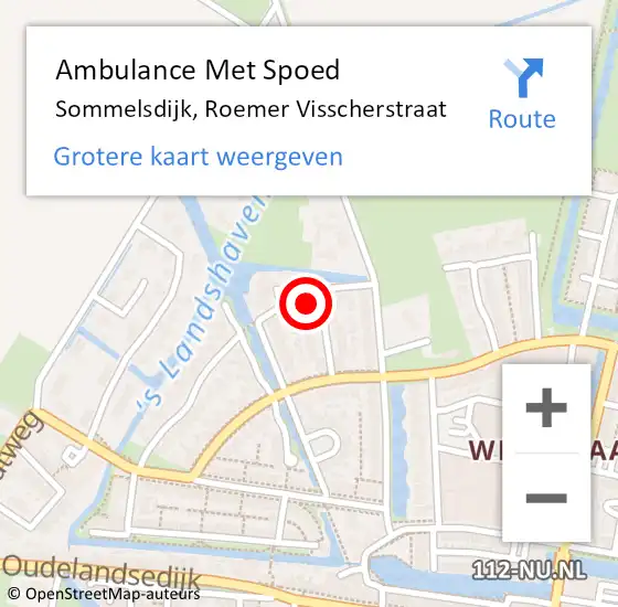 Locatie op kaart van de 112 melding: Ambulance Met Spoed Naar Sommelsdijk, Roemer Visscherstraat op 6 mei 2022 19:51