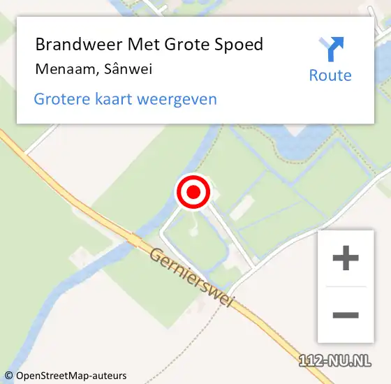 Locatie op kaart van de 112 melding: Brandweer Met Grote Spoed Naar Menaam, Sânwei op 6 mei 2022 20:01