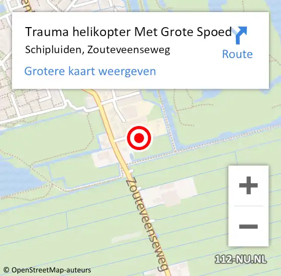 Locatie op kaart van de 112 melding: Trauma helikopter Met Grote Spoed Naar Schipluiden, Zouteveenseweg op 6 mei 2022 20:03