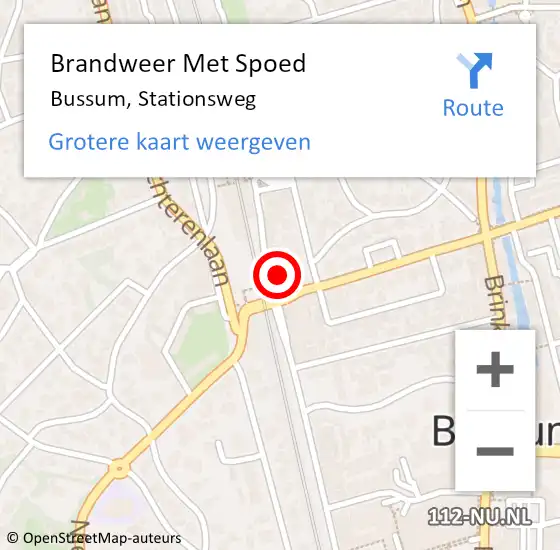 Locatie op kaart van de 112 melding: Brandweer Met Spoed Naar Bussum, Stationsweg op 6 mei 2022 20:14