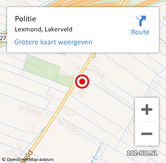 Locatie op kaart van de 112 melding: Politie Lexmond, Lakerveld op 6 mei 2022 20:27