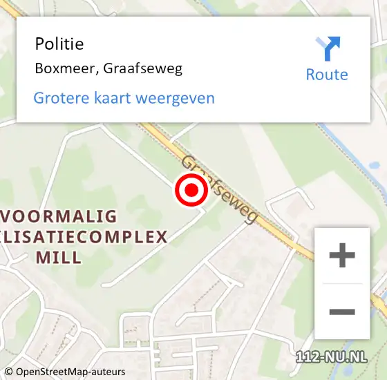 Locatie op kaart van de 112 melding: Politie Boxmeer, Graafseweg op 6 mei 2022 20:33