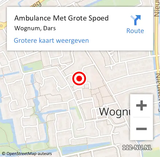 Locatie op kaart van de 112 melding: Ambulance Met Grote Spoed Naar Wognum, Dars op 6 mei 2022 20:47