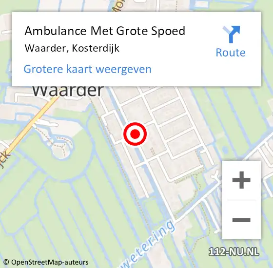 Locatie op kaart van de 112 melding: Ambulance Met Grote Spoed Naar Waarder, Kosterdijk op 6 mei 2022 21:10