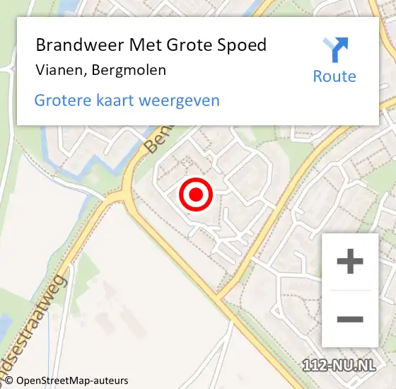 Locatie op kaart van de 112 melding: Brandweer Met Grote Spoed Naar Vianen, Bergmolen op 6 mei 2022 21:16