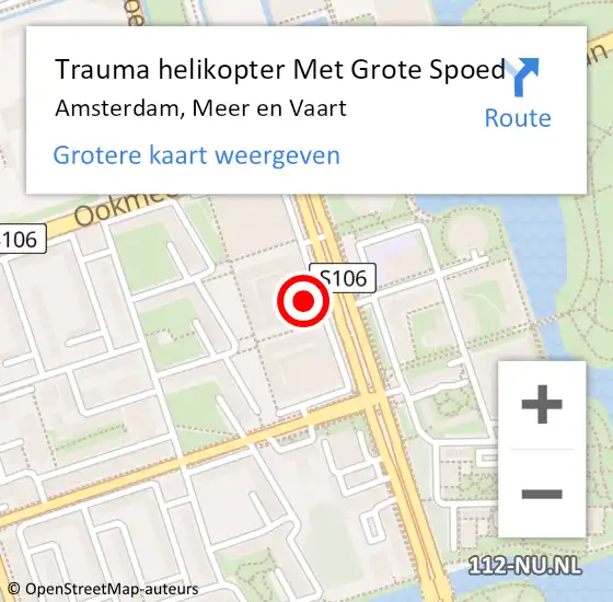 Locatie op kaart van de 112 melding: Trauma helikopter Met Grote Spoed Naar Amsterdam, Meer en Vaart op 6 mei 2022 21:21