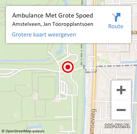 Locatie op kaart van de 112 melding: Ambulance Met Grote Spoed Naar Amstelveen, Jan Tooropplantsoen op 6 mei 2022 21:44