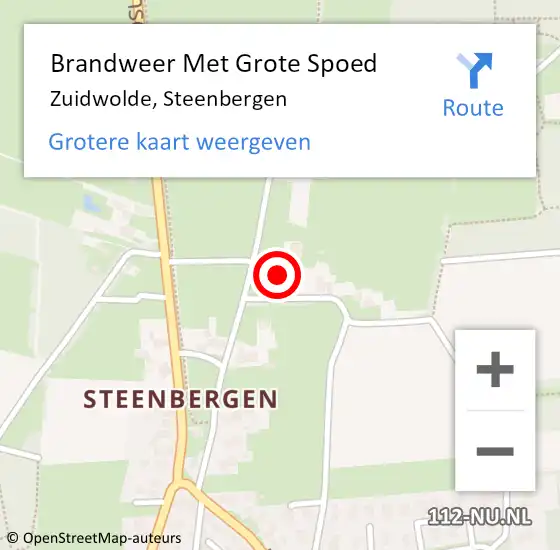 Locatie op kaart van de 112 melding: Brandweer Met Grote Spoed Naar Zuidwolde, Steenbergen op 6 mei 2022 22:18
