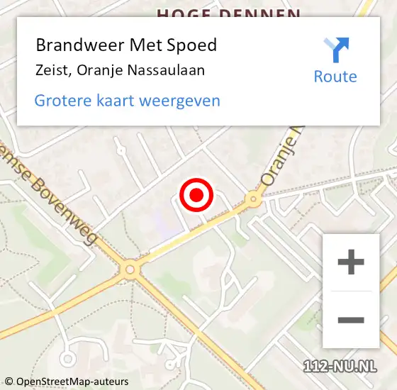 Locatie op kaart van de 112 melding: Brandweer Met Spoed Naar Zeist, Oranje Nassaulaan op 6 mei 2022 22:37