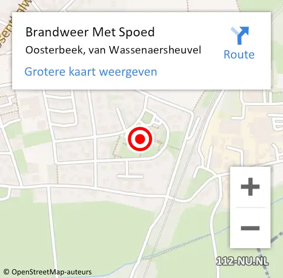 Locatie op kaart van de 112 melding: Brandweer Met Spoed Naar Oosterbeek, van Wassenaersheuvel op 6 mei 2022 23:09