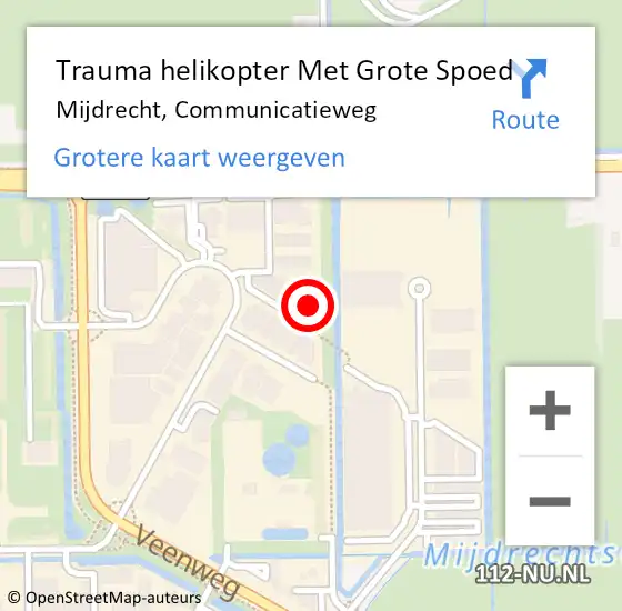Locatie op kaart van de 112 melding: Trauma helikopter Met Grote Spoed Naar Mijdrecht, Communicatieweg op 6 mei 2022 23:46