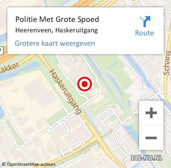 Locatie op kaart van de 112 melding: Politie Met Grote Spoed Naar Heerenveen, Haskeruitgang op 7 mei 2022 00:09