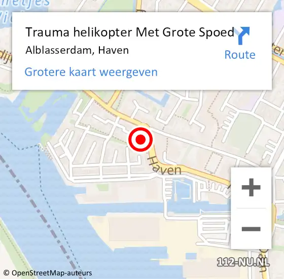 Locatie op kaart van de 112 melding: Trauma helikopter Met Grote Spoed Naar Alblasserdam, Haven op 7 mei 2022 00:21