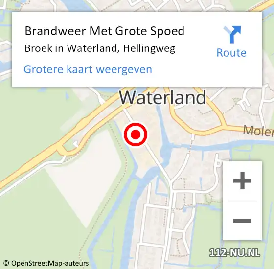 Locatie op kaart van de 112 melding: Brandweer Met Grote Spoed Naar Broek in Waterland, Hellingweg op 7 mei 2022 00:42