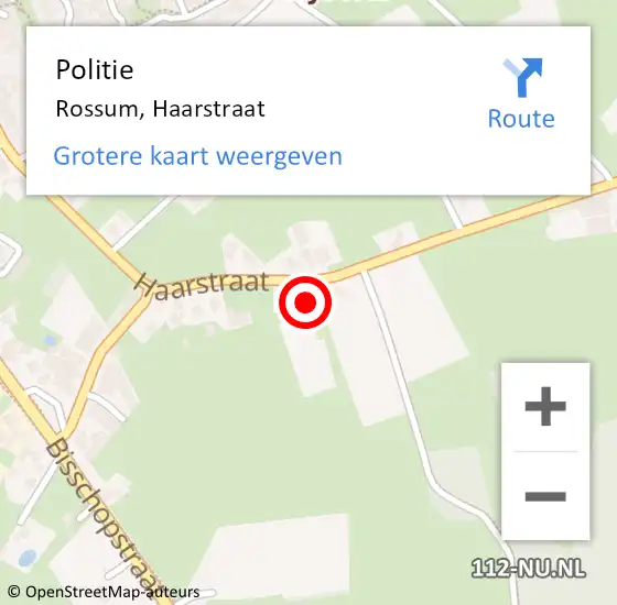 Locatie op kaart van de 112 melding: Politie Rossum, Haarstraat op 7 mei 2022 01:16