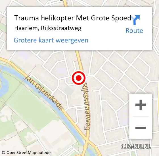 Locatie op kaart van de 112 melding: Trauma helikopter Met Grote Spoed Naar Haarlem, Rijksstraatweg op 7 mei 2022 01:20