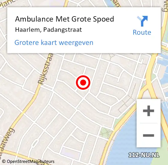 Locatie op kaart van de 112 melding: Ambulance Met Grote Spoed Naar Haarlem, Padangstraat op 7 mei 2022 01:26