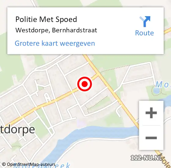 Locatie op kaart van de 112 melding: Politie Met Spoed Naar Westdorpe, Bernhardstraat op 7 mei 2022 01:31