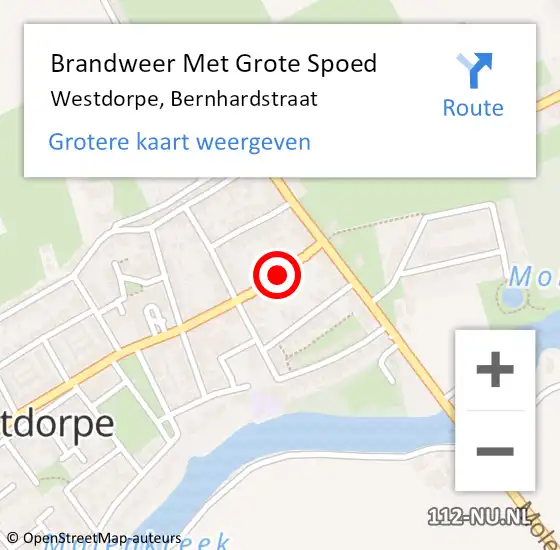 Locatie op kaart van de 112 melding: Brandweer Met Grote Spoed Naar Westdorpe, Bernhardstraat op 7 mei 2022 01:31