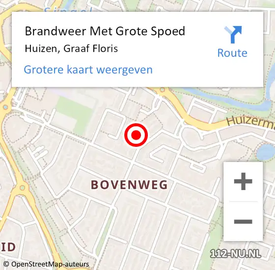 Locatie op kaart van de 112 melding: Brandweer Met Grote Spoed Naar Huizen, Graaf Floris op 7 mei 2022 01:45