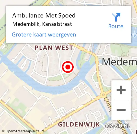 Locatie op kaart van de 112 melding: Ambulance Met Spoed Naar Medemblik, Kanaalstraat op 7 mei 2022 01:58