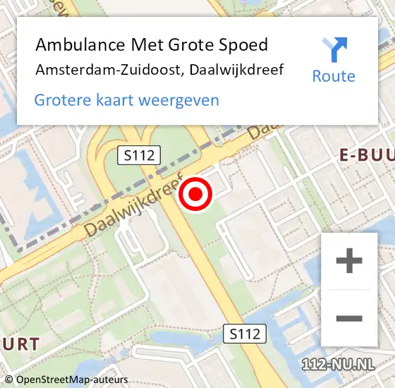 Locatie op kaart van de 112 melding: Ambulance Met Grote Spoed Naar Amsterdam-Zuidoost, Daalwijkdreef op 7 mei 2022 02:06