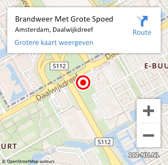 Locatie op kaart van de 112 melding: Brandweer Met Grote Spoed Naar Amsterdam-Zuidoost, Daalwijkdreef op 7 mei 2022 02:07