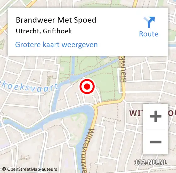 Locatie op kaart van de 112 melding: Brandweer Met Spoed Naar Utrecht, Grifthoek op 7 mei 2022 02:44