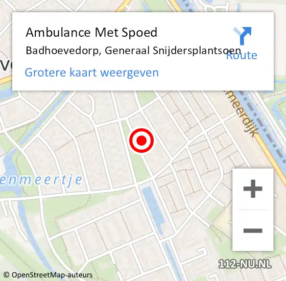 Locatie op kaart van de 112 melding: Ambulance Met Spoed Naar Badhoevedorp, Generaal Snijdersplantsoen op 7 mei 2022 02:55