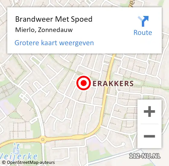 Locatie op kaart van de 112 melding: Brandweer Met Spoed Naar Mierlo, Zonnedauw op 7 mei 2022 03:08