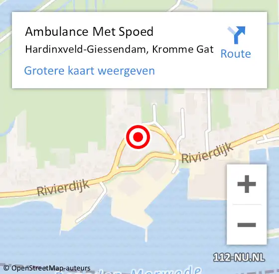 Locatie op kaart van de 112 melding: Ambulance Met Spoed Naar Hardinxveld-Giessendam, Kromme Gat op 7 mei 2022 03:14