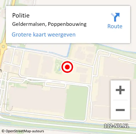 Locatie op kaart van de 112 melding: Politie Geldermalsen, Poppenbouwing op 7 mei 2022 03:19