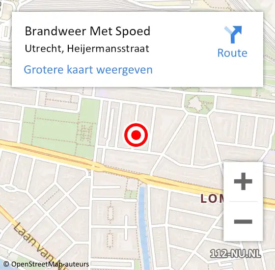 Locatie op kaart van de 112 melding: Brandweer Met Spoed Naar Utrecht, Heijermansstraat op 16 juli 2014 16:17