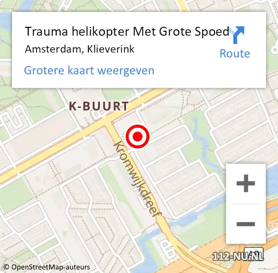 Locatie op kaart van de 112 melding: Trauma helikopter Met Grote Spoed Naar Amsterdam-Zuidoost, Klieverink op 7 mei 2022 03:41