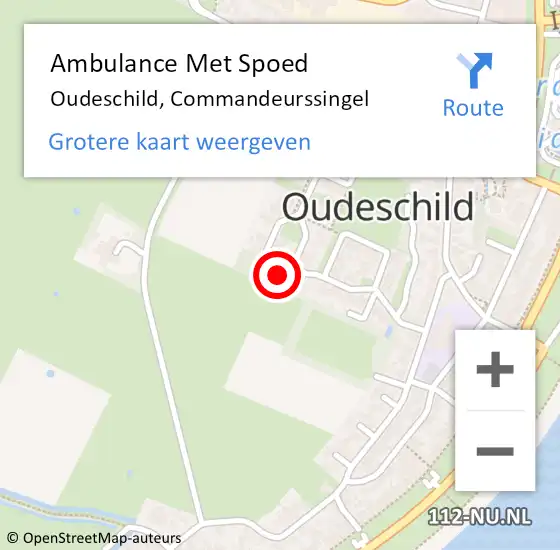 Locatie op kaart van de 112 melding: Ambulance Met Spoed Naar Oudeschild, Commandeurssingel op 7 mei 2022 04:04
