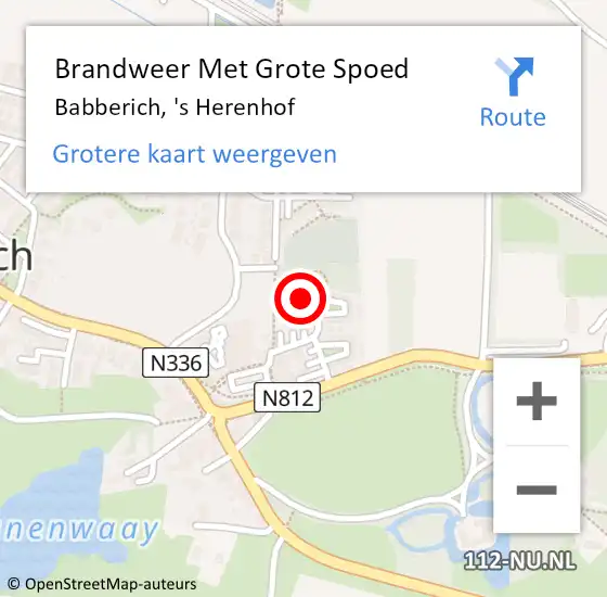 Locatie op kaart van de 112 melding: Brandweer Met Grote Spoed Naar Babberich, 's Herenhof op 7 mei 2022 04:49