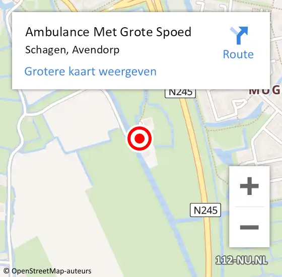 Locatie op kaart van de 112 melding: Ambulance Met Grote Spoed Naar Schagen, Avendorp op 7 mei 2022 04:52