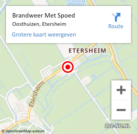 Locatie op kaart van de 112 melding: Brandweer Met Spoed Naar Oosthuizen, Etersheim op 7 mei 2022 04:57