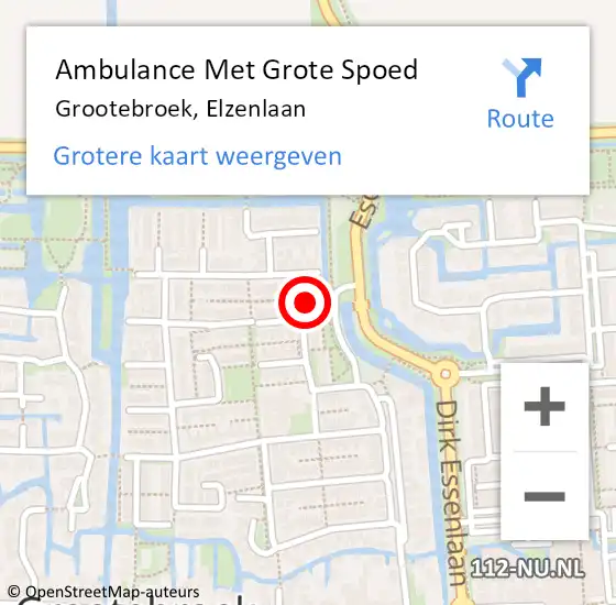 Locatie op kaart van de 112 melding: Ambulance Met Grote Spoed Naar Grootebroek, Elzenlaan op 7 mei 2022 05:02