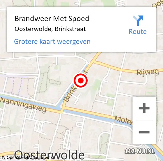 Locatie op kaart van de 112 melding: Brandweer Met Spoed Naar Oosterwolde, Brinkstraat op 7 mei 2022 05:19