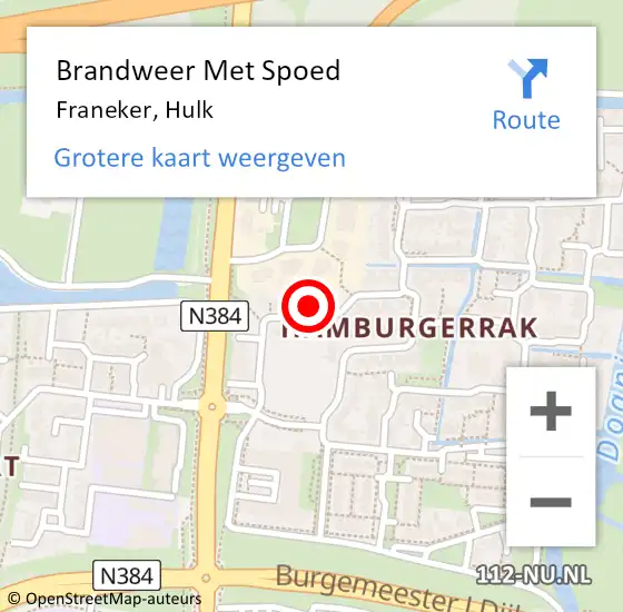 Locatie op kaart van de 112 melding: Brandweer Met Spoed Naar Franeker, Hulk op 7 mei 2022 05:35