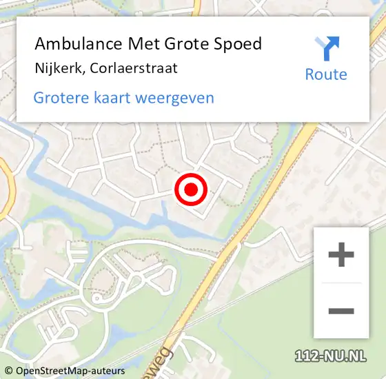 Locatie op kaart van de 112 melding: Ambulance Met Grote Spoed Naar Nijkerk, Corlaerstraat op 7 mei 2022 05:35