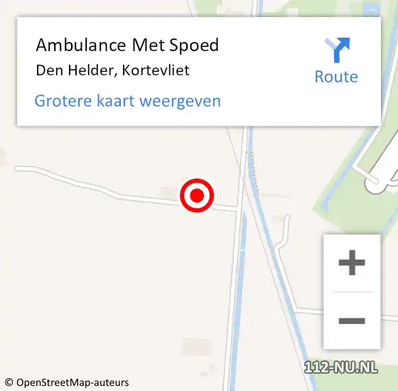 Locatie op kaart van de 112 melding: Ambulance Met Spoed Naar Den Helder, Kortevliet op 7 mei 2022 06:15