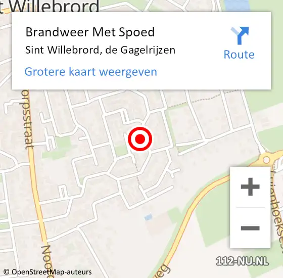 Locatie op kaart van de 112 melding: Brandweer Met Spoed Naar Sint Willebrord, de Gagelrijzen op 7 mei 2022 06:19