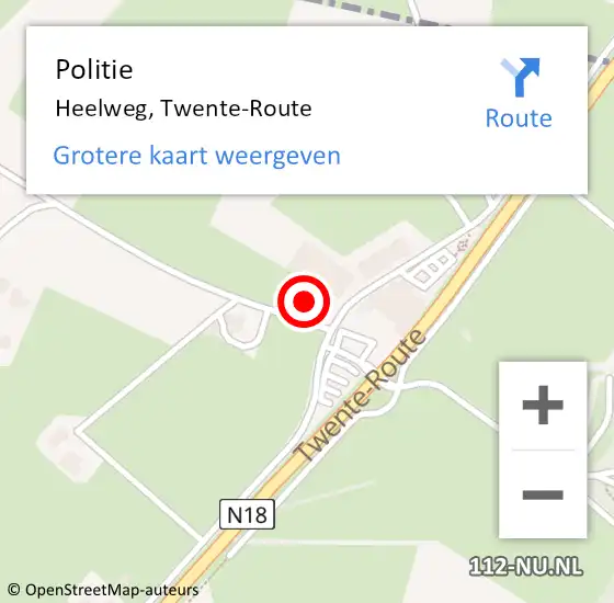 Locatie op kaart van de 112 melding: Politie Heelweg, Twente-Route op 7 mei 2022 06:24